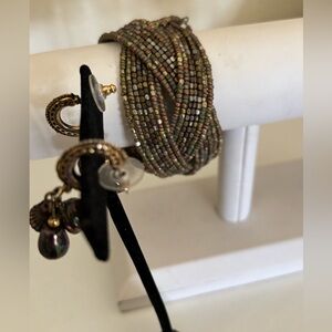 Beaded Cuff Bracelet and Earring Set